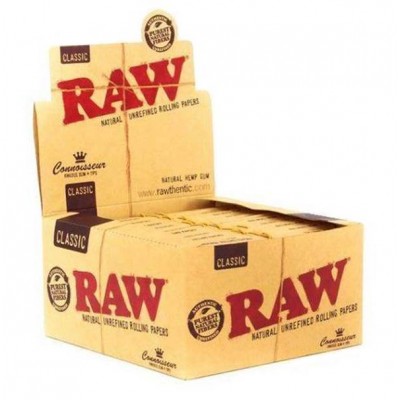 RAW CONNOISSEUR CLASSIC KING SLIM +TIPS CIGARETTE ROLLING PAPERS 24CT/PACK